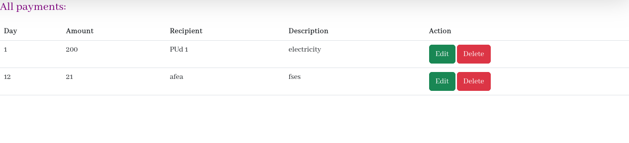 Form to add new payment